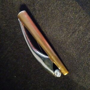 Minimalist Lapel pin broa h silver and gold Tone cubic Zirconia